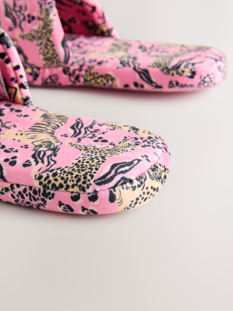 Pink Leopard Plush Slider Slippers - Image 5 of 5