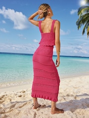 Розовый - Летнее ажурное платье макси Lipsy - Image 4 of 4