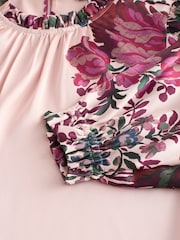 Floral vermelho/rosa - Ruffle High Neck Satin Long Sleeve Blouse - Imagem 8 de 8