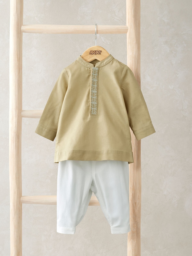 Mamas & Papas Eid 100% Cotton Brown Tunic And Trousers Set - Image 1 of 5