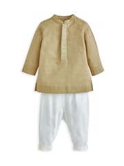 Mamas & Papas Eid 100% Cotton Brown Tunic And Trousers Set - Image 2 of 5