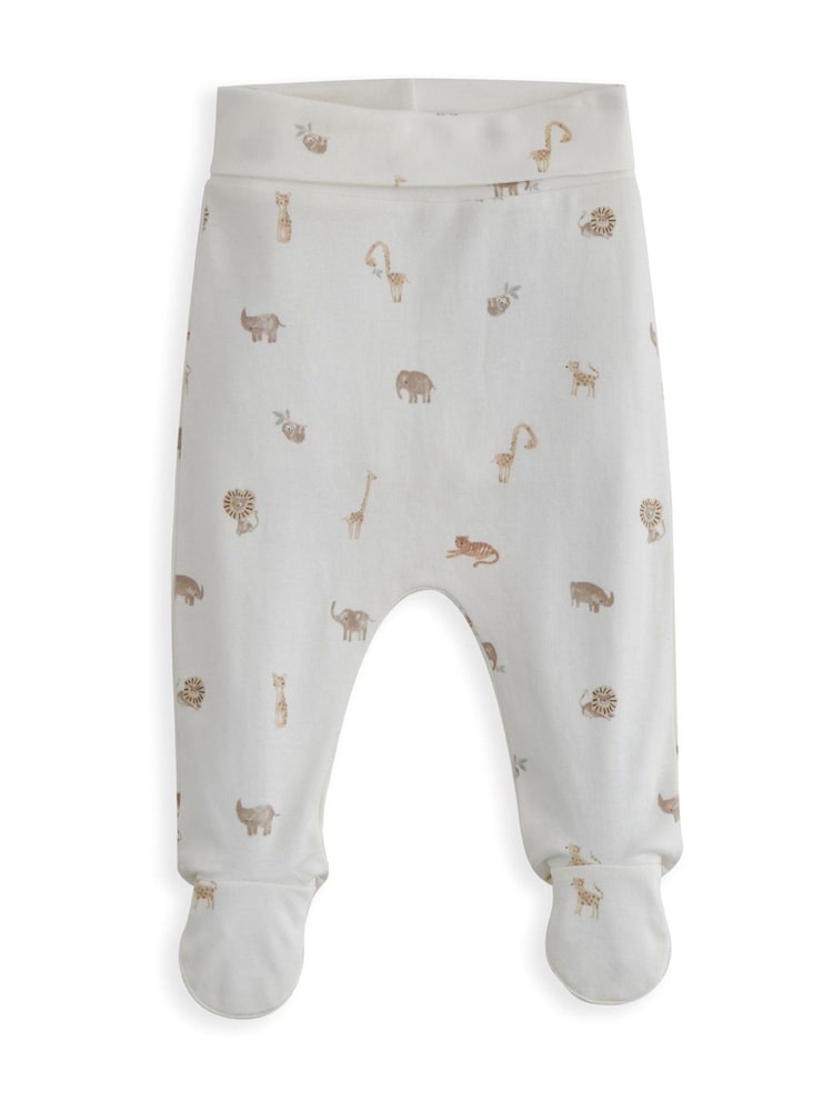 Mamas & Papas Cream 100% Cotton Rib Bodysuit and Safari Print Leggings Set - Imagen 4 de 4