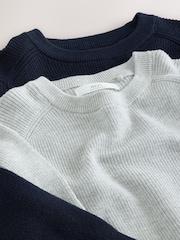 Grey/Navy Blue Knitted Crew Neck Jumpers 2 Pack (3-16yrs) - Image 6 of 6