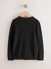 Black With Stag Cotton Crew Neck Knitted Jumper (3-16yrs) - Image 2 of 2
