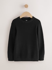Black Without Stag Cotton Crew Neck Knitted Jumper (3-16yrs) - Image 1 of 4