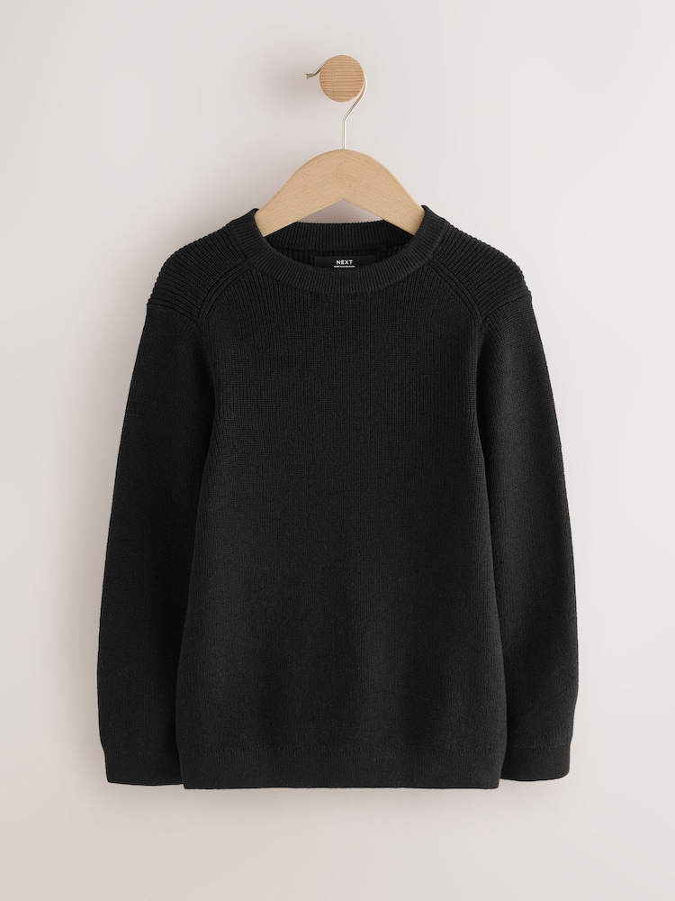 Black Without Stag Cotton Crew Neck Knitted Jumper (3-16yrs) - Image 1 of 4