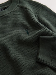 Dark Green With Stag Cotton Crew Neck Knitted Jumper (3-16yrs) - Image 4 of 4