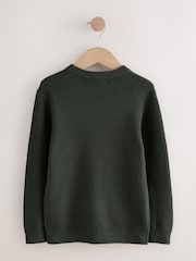 Dark Green Without Stag Cotton Crew Neck Knitted Jumper (3-16yrs) - Image 2 of 4