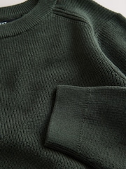 Dark Green Without Stag Cotton Crew Neck Knitted Jumper (3-16yrs) - Image 4 of 4