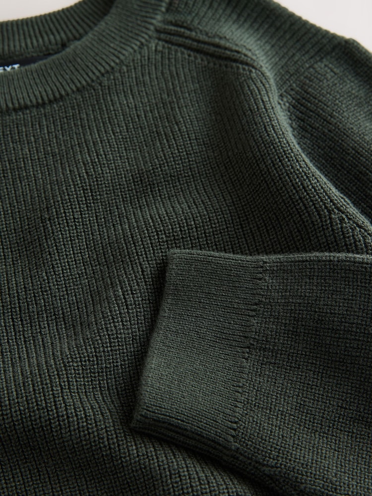 Dark Green Without Stag Cotton Crew Neck Knitted Jumper (3-16yrs) - Image 4 of 4