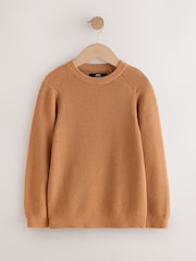 Tan Brown Without Stag Cotton Crew Neck Knitted Jumper (3-16yrs) - Image 1 of 4