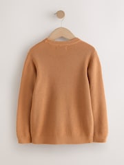 Tan Brown Without Stag Cotton Crew Neck Knitted Jumper (3-16yrs) - Image 2 of 4
