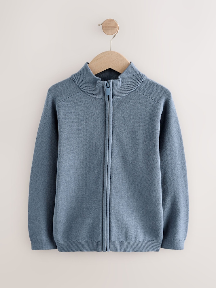 Blue Zip Through Knitted Cardigan (3-16yrs) - Image 1 of 4