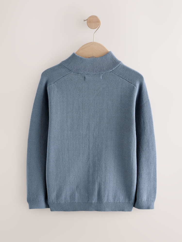 Blue Zip Through Knitted Cardigan (3-16yrs) - Image 2 of 4
