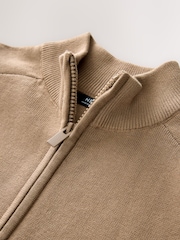 Tan Brown Zip Through Knitted Cardigan (3-16yrs) - Image 3 of 4