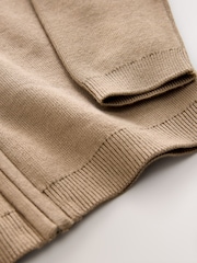 Tan Brown Zip Through Knitted Cardigan (3-16yrs) - Image 4 of 4