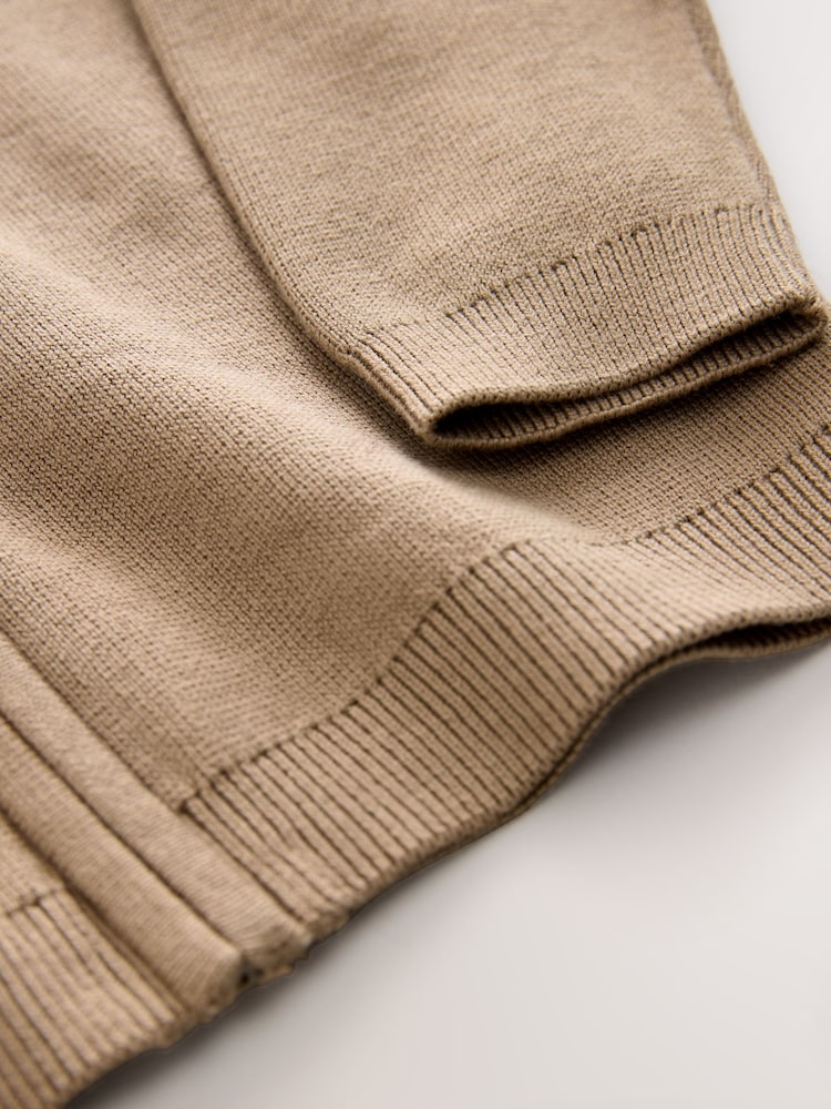 Tan Brown Zip Through Knitted Cardigan (3-16yrs) - Image 4 of 4