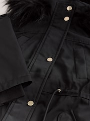أسود - Waterproof Faux Trim Padded Parka (3-16yrs) - صورة 10 من 13