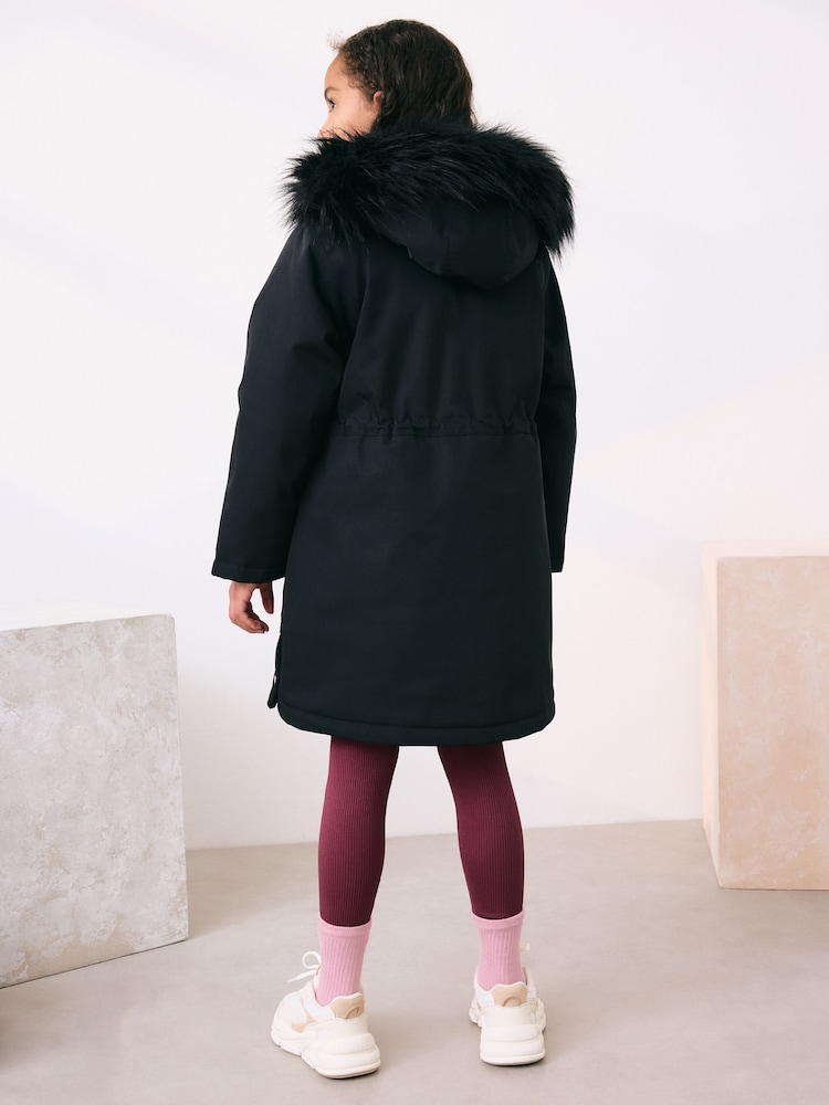 أسود - Waterproof Faux Trim Padded Parka (3-16yrs) - صورة 2 من 13 أسود - Waterproof Faux Trim Padded Parka (3-16yrs) - صورة 2 من 13
