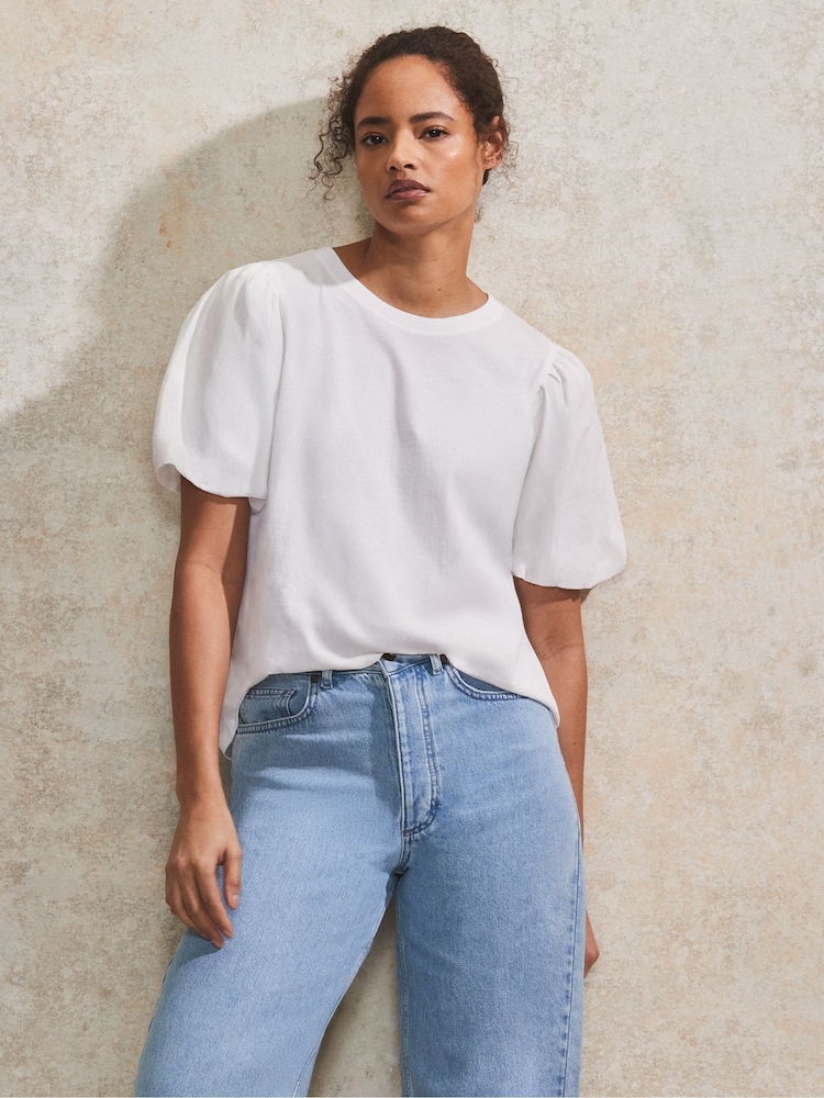 Ro&Zo 100% Cotton Puff Sleeve T-Shirt - Imagen 1 de 4 Ro&Zo 100% Cotton Puff Sleeve T-Shirt - Imagen 1 de 4