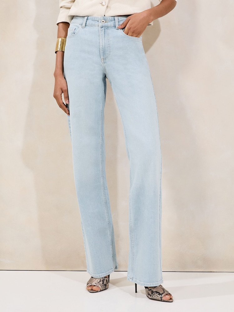 Lipsy Blue Mid Rise Wide Leg Jeans - Image 1 of 5