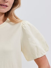 Ro&Zo Yellow Buttermilk 100% Cotton Puff Sleeve T-Shirt - Image 3 of 4