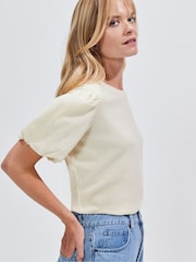 Ro&Zo Yellow Buttermilk 100% Cotton Puff Sleeve T-Shirt - Image 4 of 4