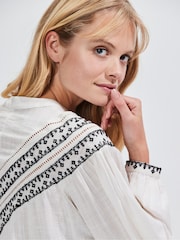 Ro&Zo White Embroidered Yoke Blouse - Image 4 of 5