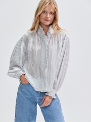 Ro&Zo White Check Print Frill Detail Shirt - Image 2 of 4