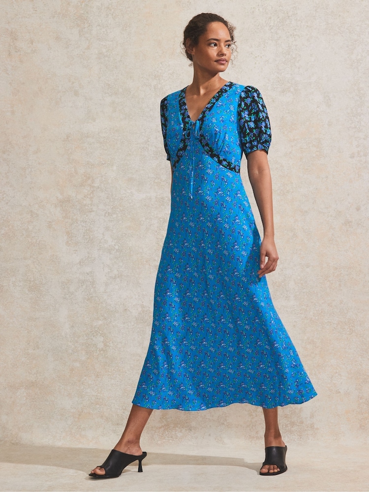 Ro&Zo Blue Mix And Match Rose Ditsy Dress - Image 1 of 3