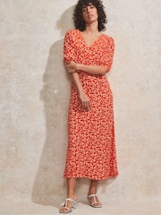 Ro&Zo Red Ditsy V-Neck Midi Dress - Image 1 of 3
