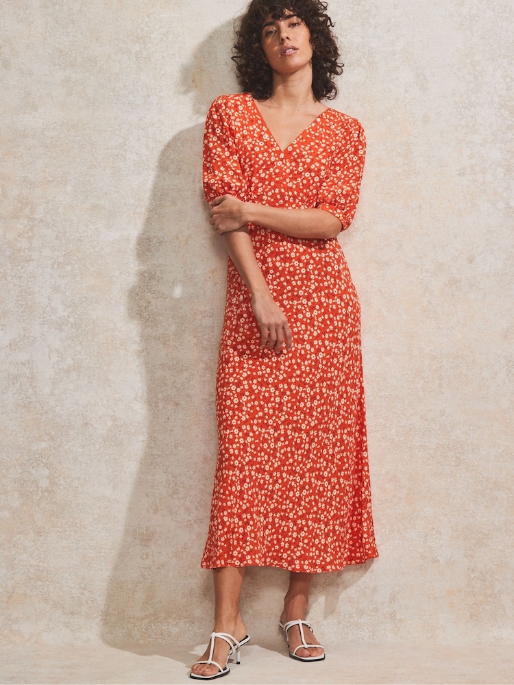 Ro&Zo Red Ditsy V-Neck Midi Dress - Image 1 of 3