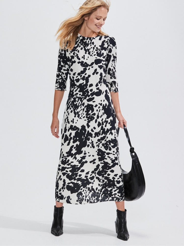 Ro&Zo Black Irregular Spot Printed Puff Sleeve Dress - Image 2 of 4