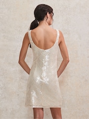 Ro&Zo White Square Neck Sequin Mini Dress - Image 3 of 4