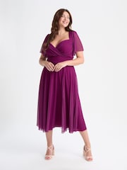 Scarlett & Jo Red Curve Bolero Wrap Bodice Midi Dress - Image 1 of 2
