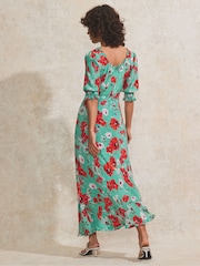 Ro&Zo Red Poppy Print Tie Front Dress - Image 4 of 4