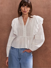 Ro&Zo White Crochet Trim 100% Cotton Top - Image 1 of 4