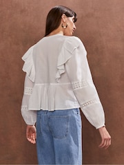 Ro&Zo White Crochet Trim 100% Cotton Top - Image 3 of 4
