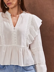 Ro&Zo White Crochet Trim 100% Cotton Top - Image 4 of 4