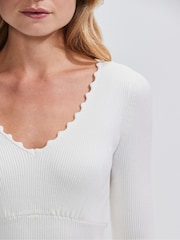 Ro&Zo White Rib Knit Scallop Edge Top - Image 2 of 4