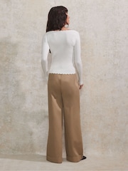 Ro&Zo White Rib Knit Scallop Edge Top - Image 4 of 4