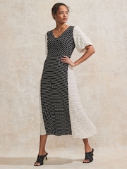 Ro&Zo Black Contrast Spot Midi Dress - Image 2 of 4