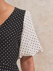 Ro&Zo Black Contrast Spot Midi Dress - Image 4 of 4