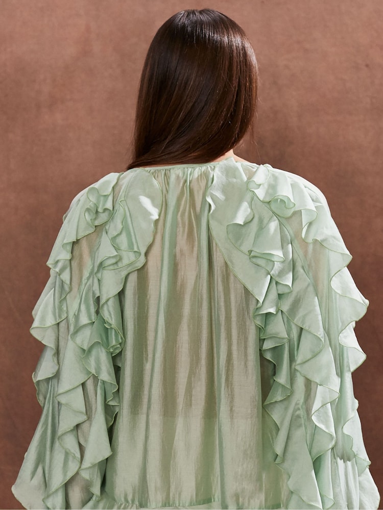 Ro&Zo Green Ruffle Detail Blouse - Image 3 of 3