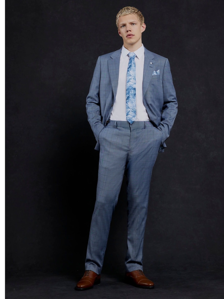 River Island Blue Check Suit Jacket - Image 1 of 7