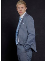 River Island Blue Check Suit Jacket - Image 3 of 7