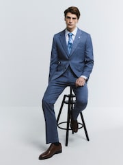 River Island Blue Ground Check Suit Jacket - Image 6 of 10