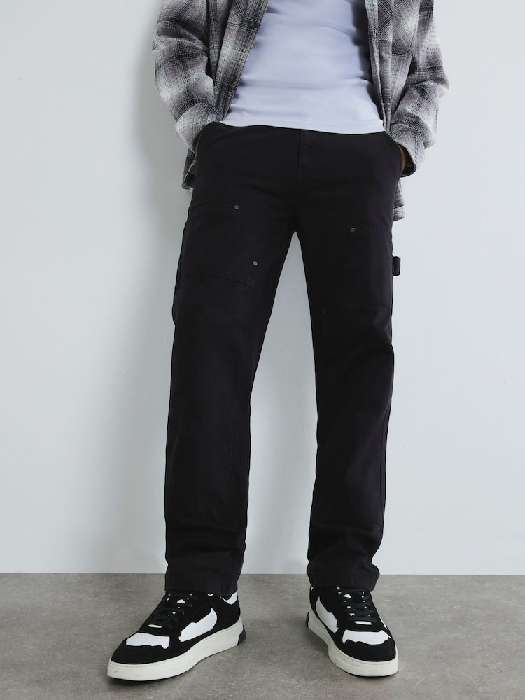 River Island Black 100% Cotton Mufasa Carpenter Jeans - Image 1 of 6