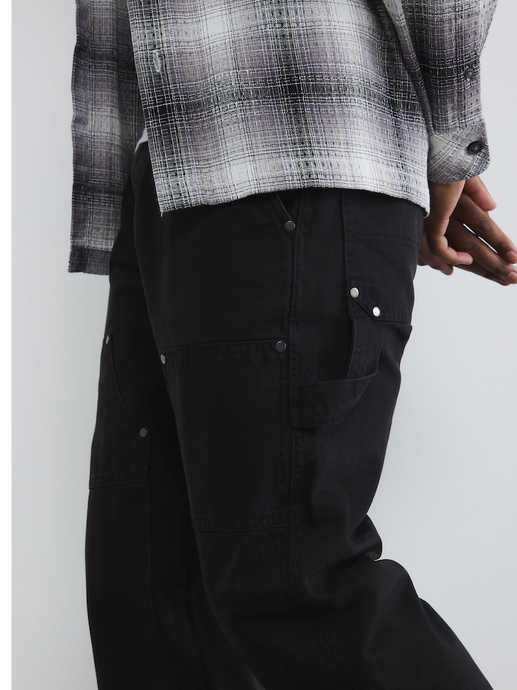 River Island Black 100% Cotton Mufasa Carpenter Jeans - Image 4 of 6