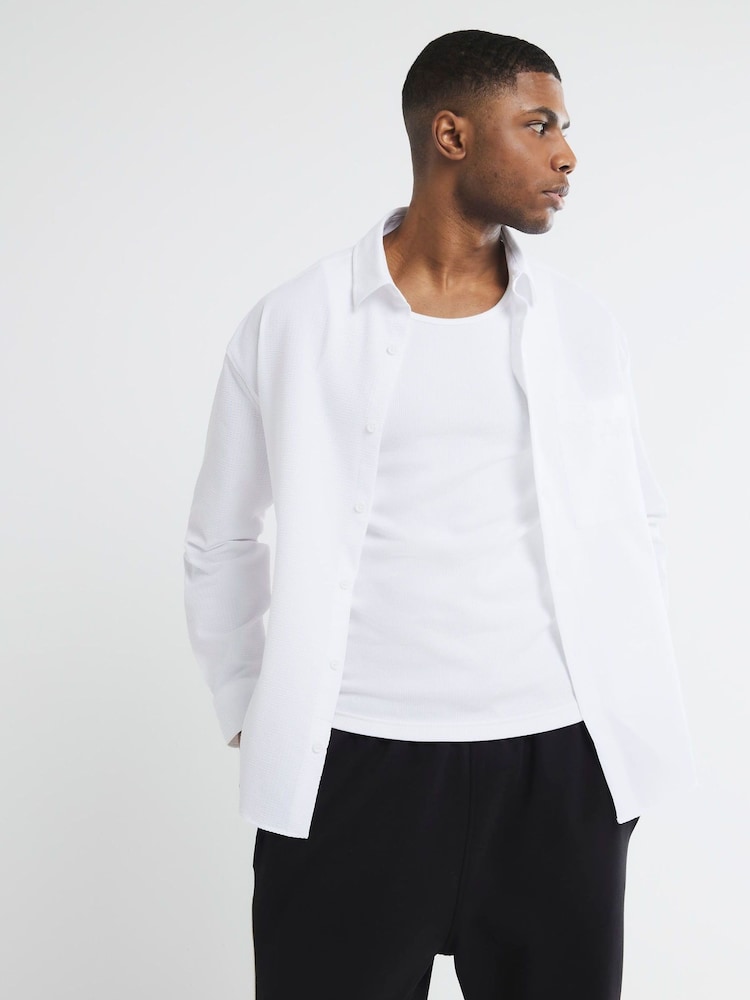 River Island White Relaxed Seersucker Shirt - Image 1 of 6